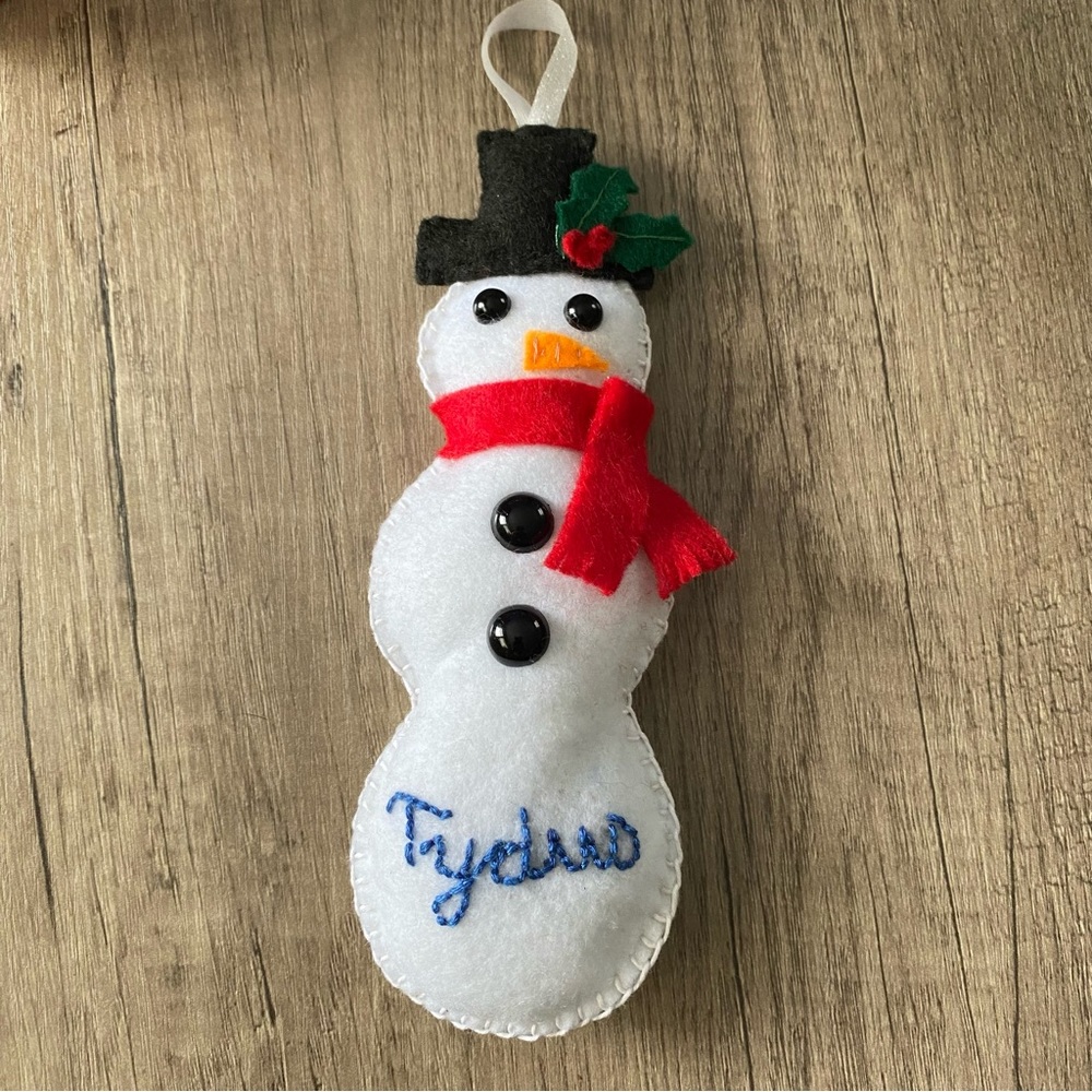 Handmade Personalized Snowman Ornament